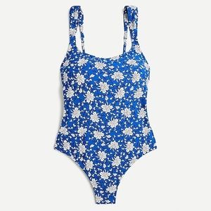 NWT J. Crew Wide-strap one-piece in block print